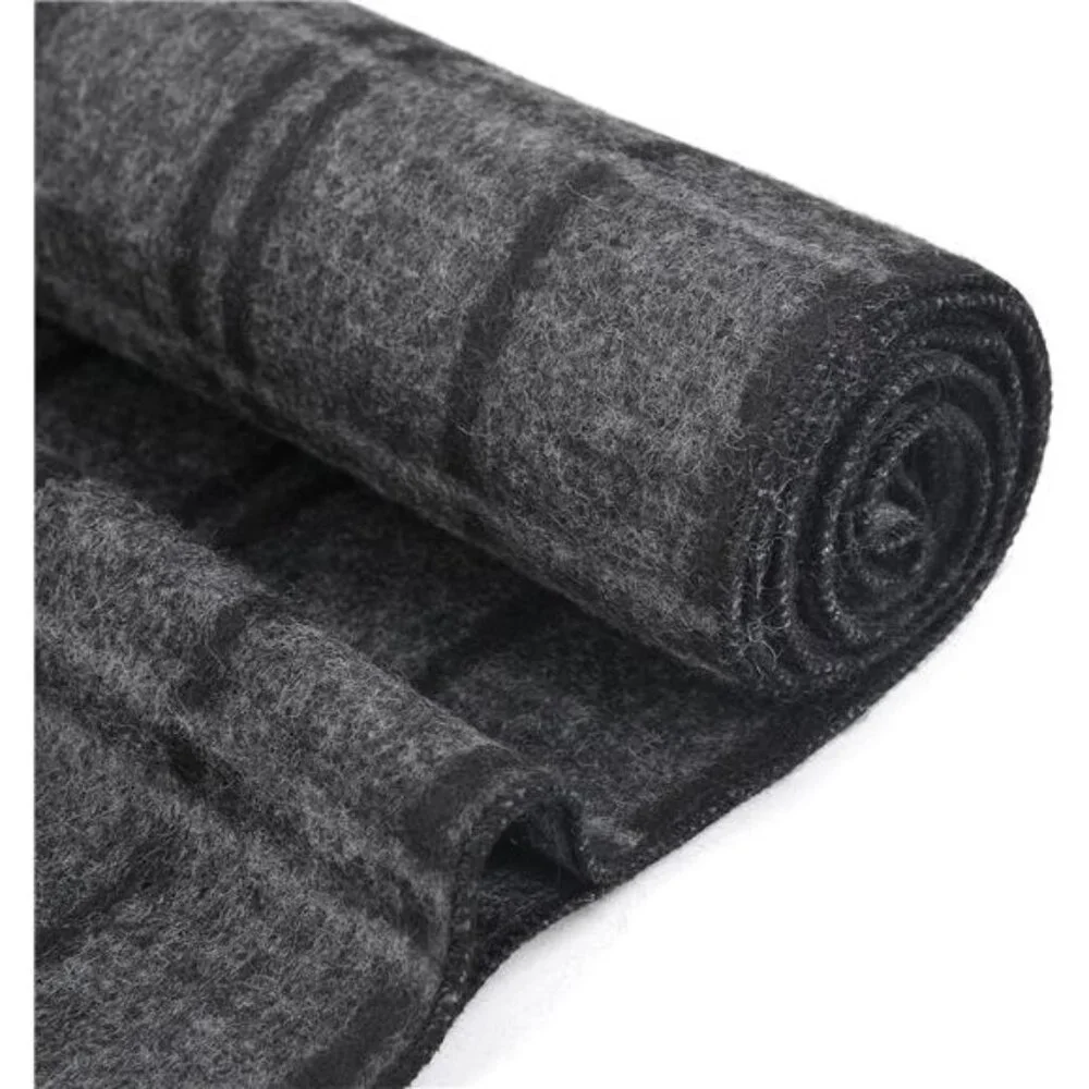 2 Packs Men's Cashmere Feel Winter Scarf Soft Warm Black Gray Plaid Stripe